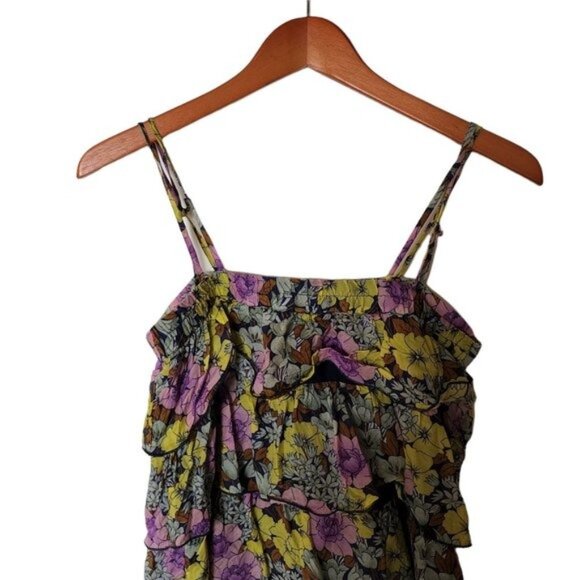 Anthropologie Leifnotes Floral Tank Top‎ Blouse size 2 Strappy Ruffles - Picture 9 of 9